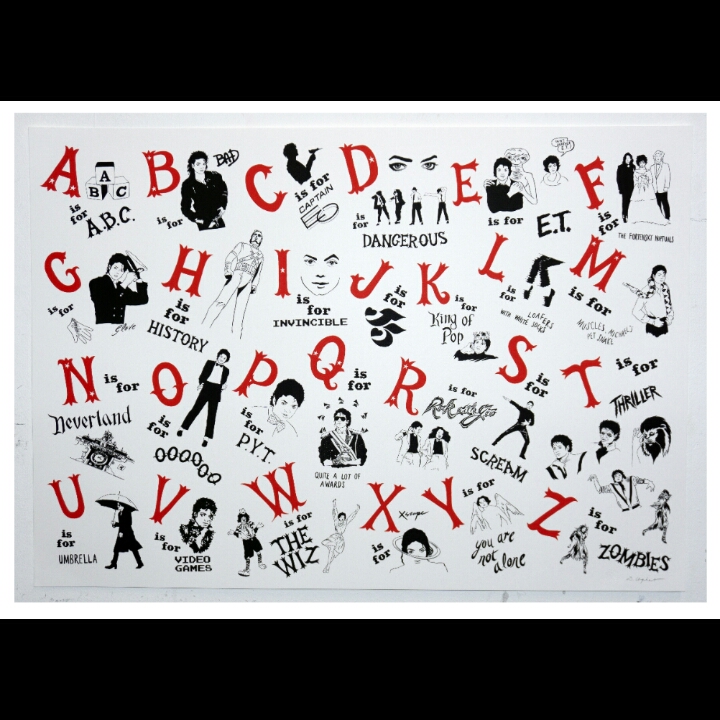 A-Z of Michael Jackson by Donald Urquhart, Unframed Print. 要200英鎊